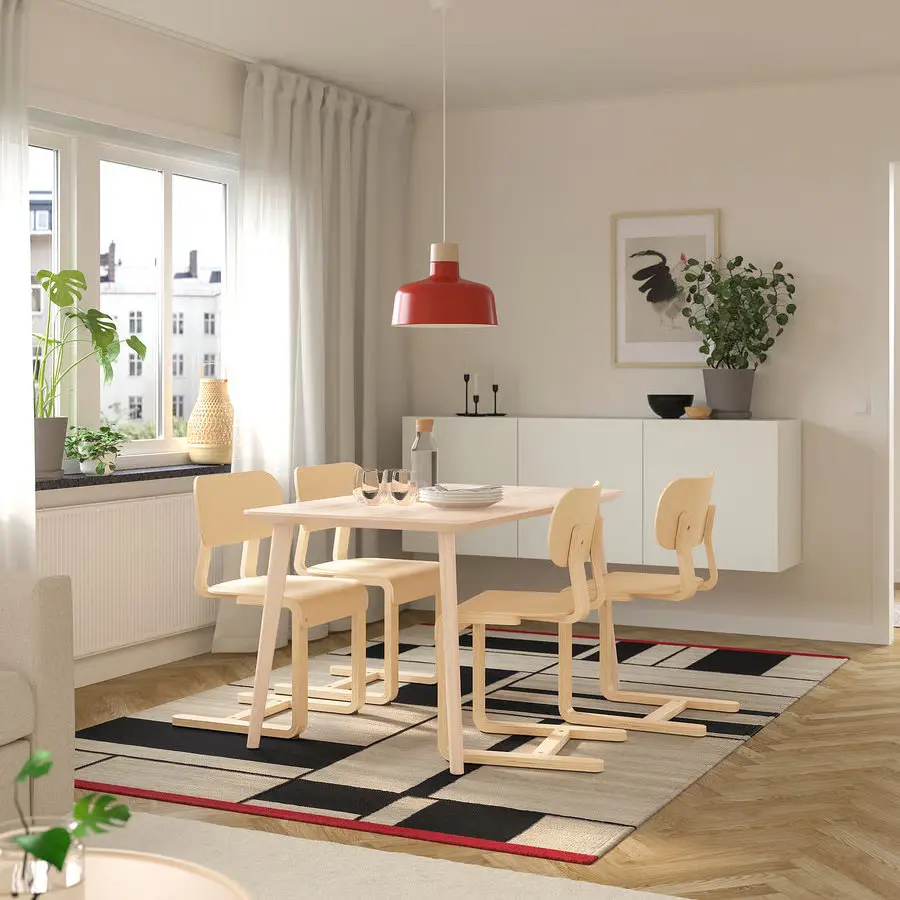 Set masa + 4 scaune Ikea Lisabo/Lyckan 140x78 (Frasin/Mesteacan)