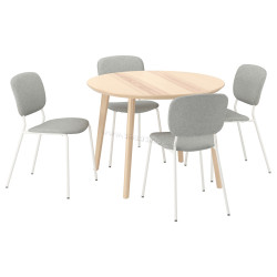 Комплект стол + 4 стула Ikea Lisabo/Vihals/Tibbleby 105см (Ясень/Серо-бежевый)