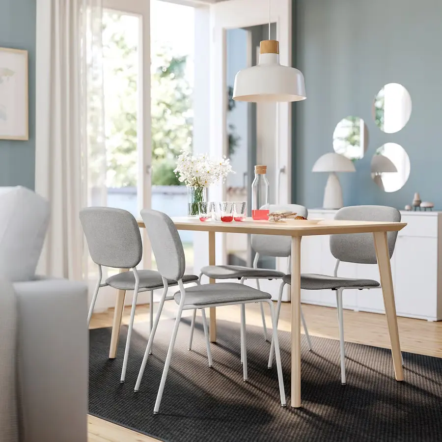 Set masa + 4 scaune Ikea Lisabo/Vihals/Tibbleby 140x78 (Frasin/Gri-bej)