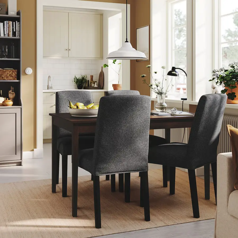 Комплект стол + 4 стула Ikea Nasinge/Bergmund/Gunnared 130x80 (Коричневый/Серый) - 3
