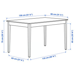 Комплект стол + 4 стула Ikea Nasinge/Bergmund/Gunnared 130x80 (Коричневый/Серый) Thumb