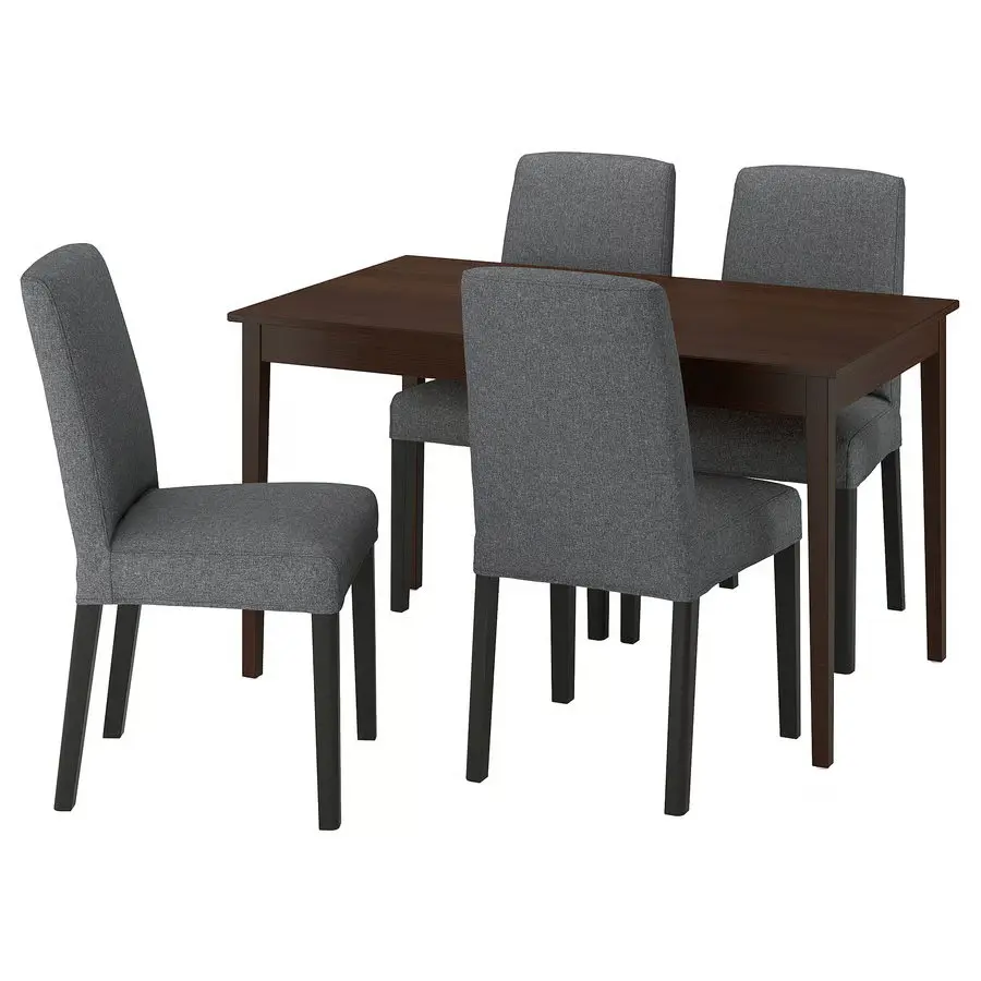 Комплект стол + 4 стула Ikea Nasinge/Bergmund/Gunnared 130x80 (Коричневый/Серый)