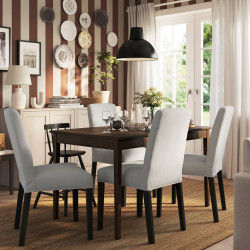 Комплект стол + 4 стула Ikea Nasinge/Bergmund/Orrsta 130/190x80 (Коричневый/Серый)