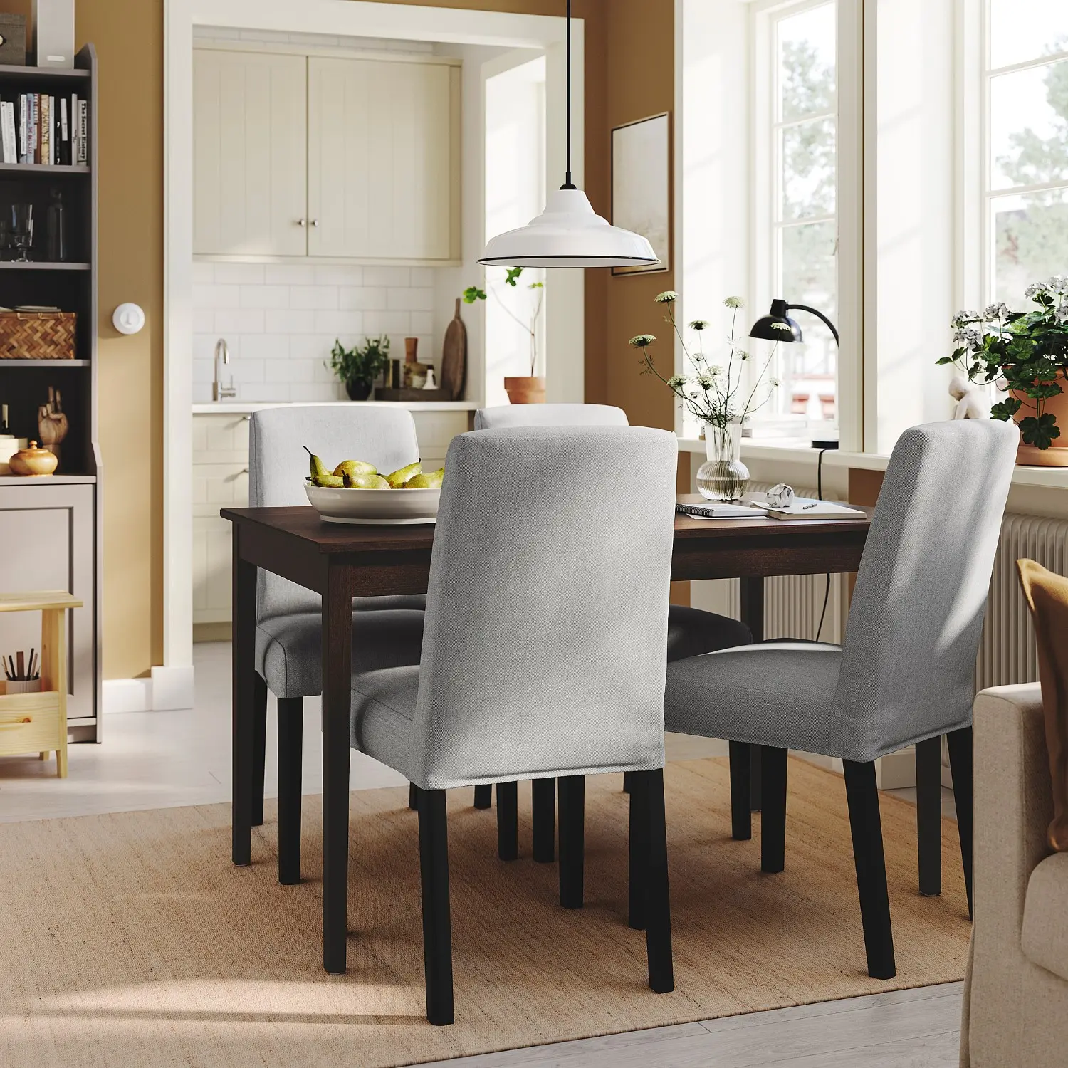 Комплект стол + 4 стула Ikea Nasinge/Bergmund/Orrsta 130x80 (Коричневый/Серый) - 4