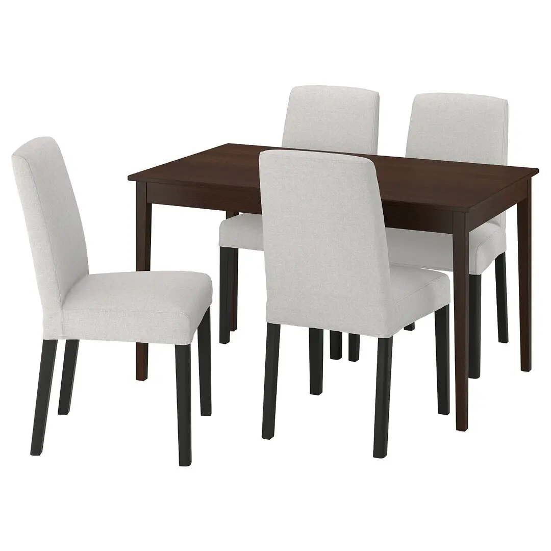 Комплект стол + 4 стула Ikea Nasinge/Bergmund/Orrsta 130x80 (Коричневый/Серый)