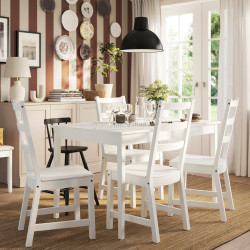Комплект стол + 4 стула Ikea Nasinge/Nordviken 130/190x80 (Белый)