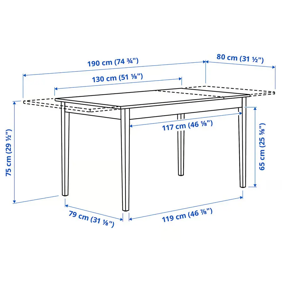 Комплект стол + 4 стула Ikea Nasinge/Nordviken 130/190x80 (Белый) - 4