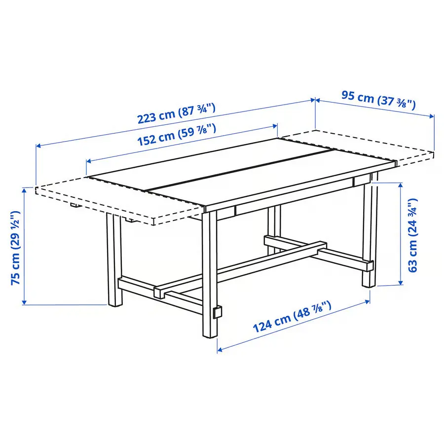 Комплект стол + 4 стула Ikea Nordviken/Hogved 152/223 (Состаренный дуб/Береза) - 3