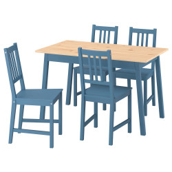 Set masa + 4 scaune Ikea Pinntorp (Albastru/Maro deschis) Thumb