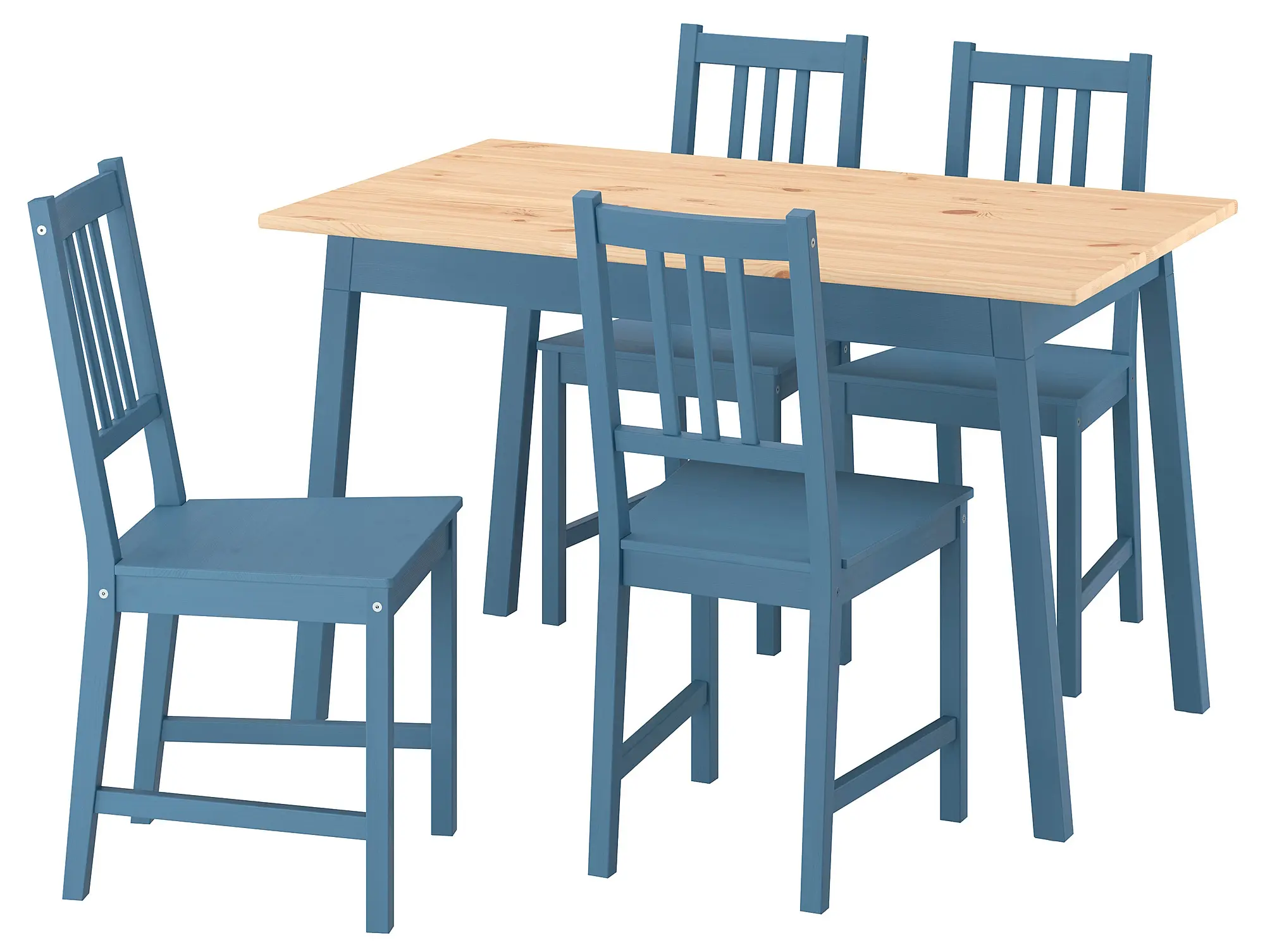 Set masa + 4 scaune Ikea Pinntorp (Albastru/Maro deschis) - 2