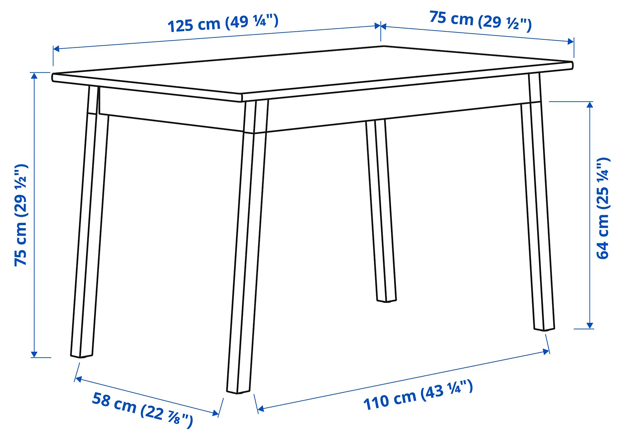 Set masa + 4 scaune Ikea Pinntorp (Albastru/Maro deschis) - 11