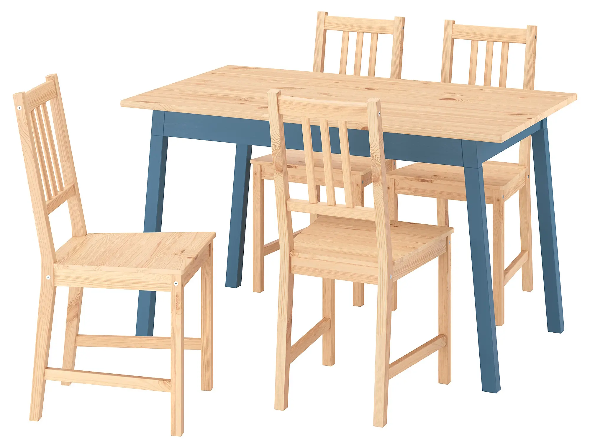 Set masa + 4 scaune Ikea Pinntorp (Maro deschis/Albastru) - 2