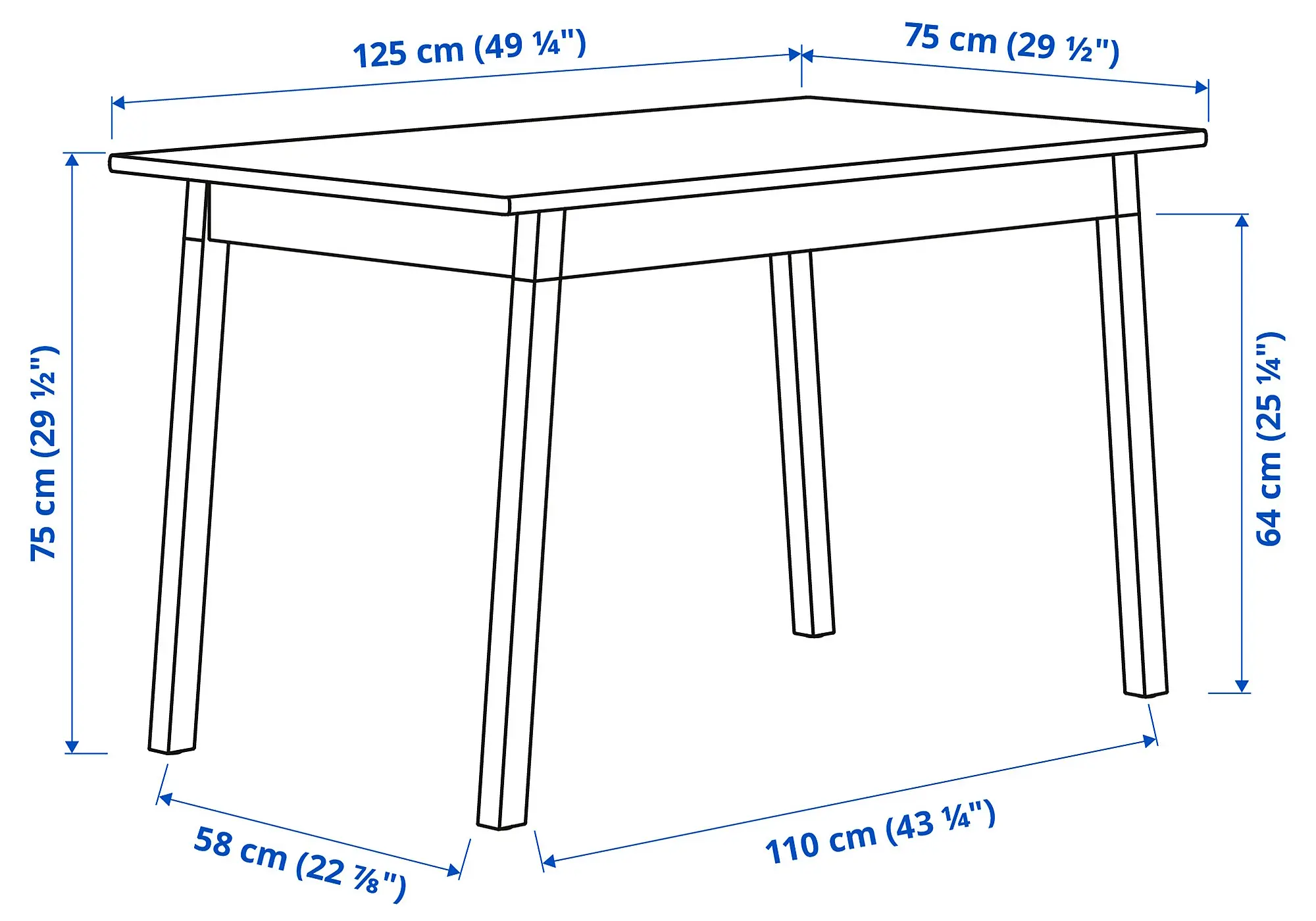 Set masa + 4 scaune Ikea Pinntorp (Maro deschis/Albastru) - 4