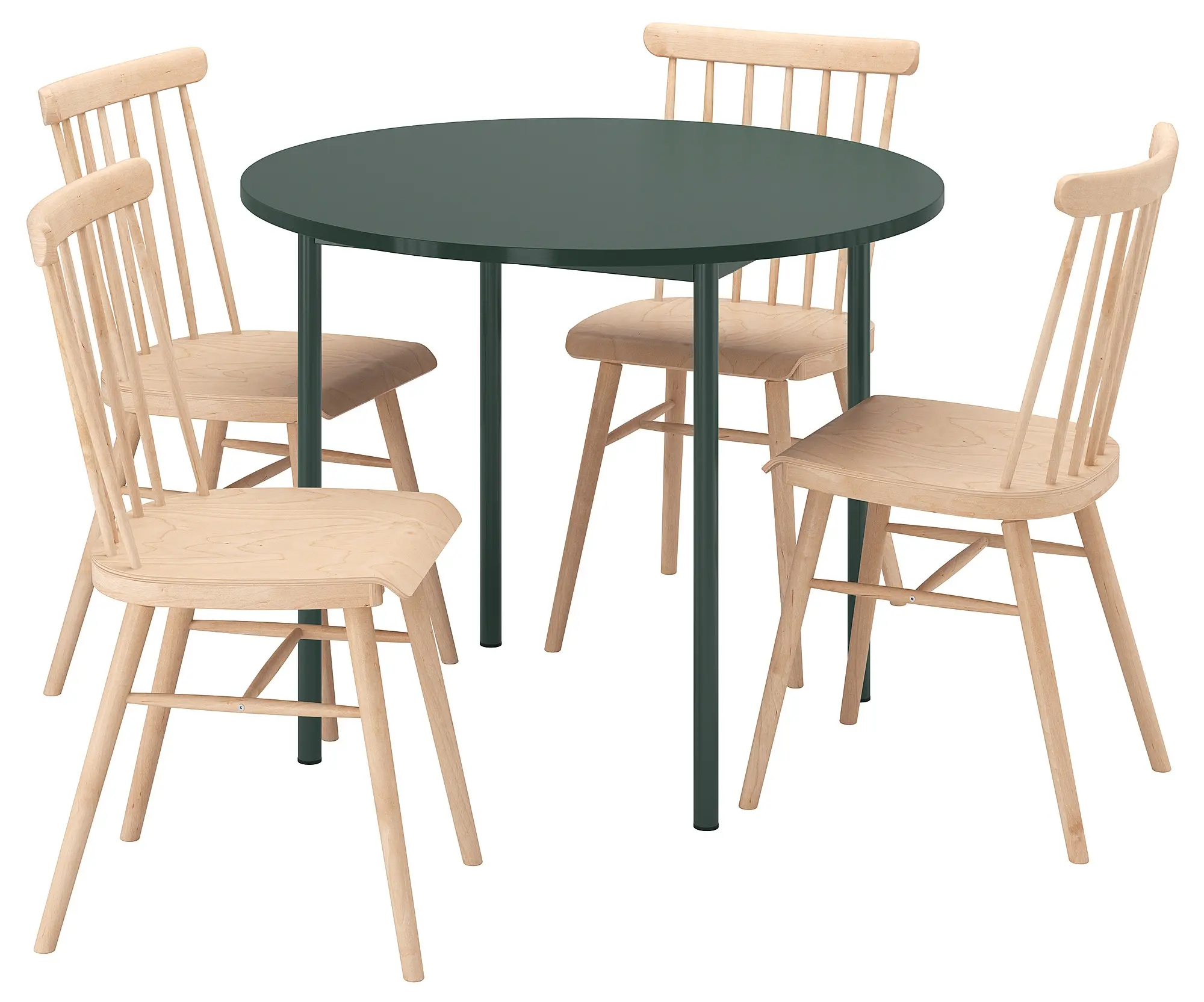 Комплект стол + 4 стула Ikea PS 2026 Hogved (Зеленый/Береза) - 2