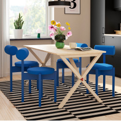 Комплект стол + 4 стула Ikea PS 2026 Knaback 156x75 (Сосна/Синий)