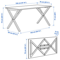 Комплект стол + 4 стула Ikea PS 2026 Knaback 156x75 (Сосна/Синий) Thumb