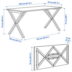 Комплект стол + 4 стула Ikea PS 2026 Knaback 156x75 (Сосна/Темно-зеленый) Thumb