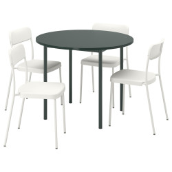 Комплект стол + 4 стула Ikea PS 2026 Vihals 96cm (Зеленый/Белый) Thumb