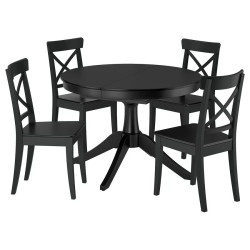 Set masa + 4 scaune Ikea Rosentorp 110/155 (Negru) Thumb