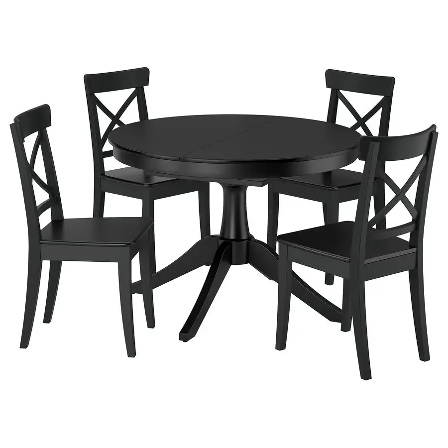 Set masa + 4 scaune Ikea Rosentorp 110/155 (Negru) - 2