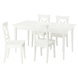 Комплект стол + 4 стула Ikea Rosentorp 155/215x87 (Белый) Thumb