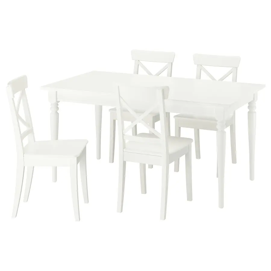 Комплект стол + 4 стула Ikea Rosentorp 155/215x87 (Белый) - 2