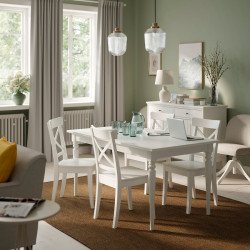Комплект стол + 4 стула Ikea Rosentorp 155/215x87 (Белый)