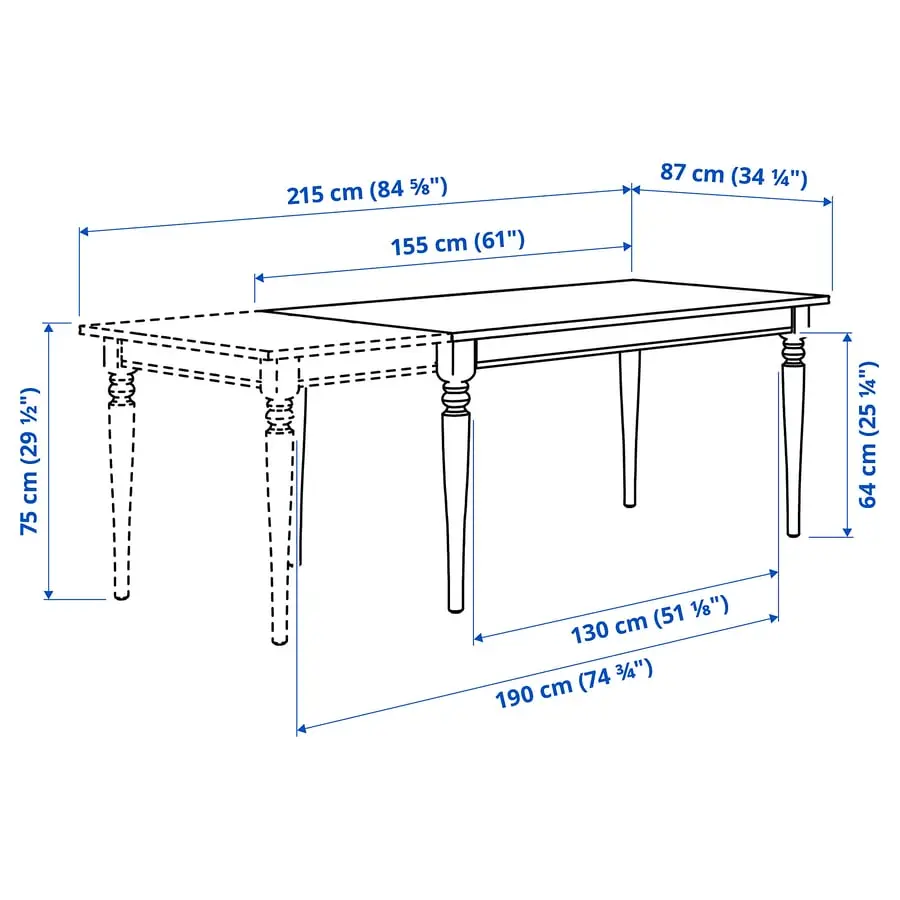 Комплект стол + 4 стула Ikea Rosentorp 155/215x87 (Белый) - 5