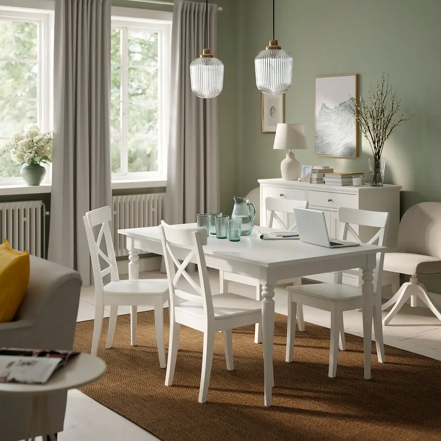 Комплект стол + 4 стула Ikea Rosentorp 155/215x87 (Белый)