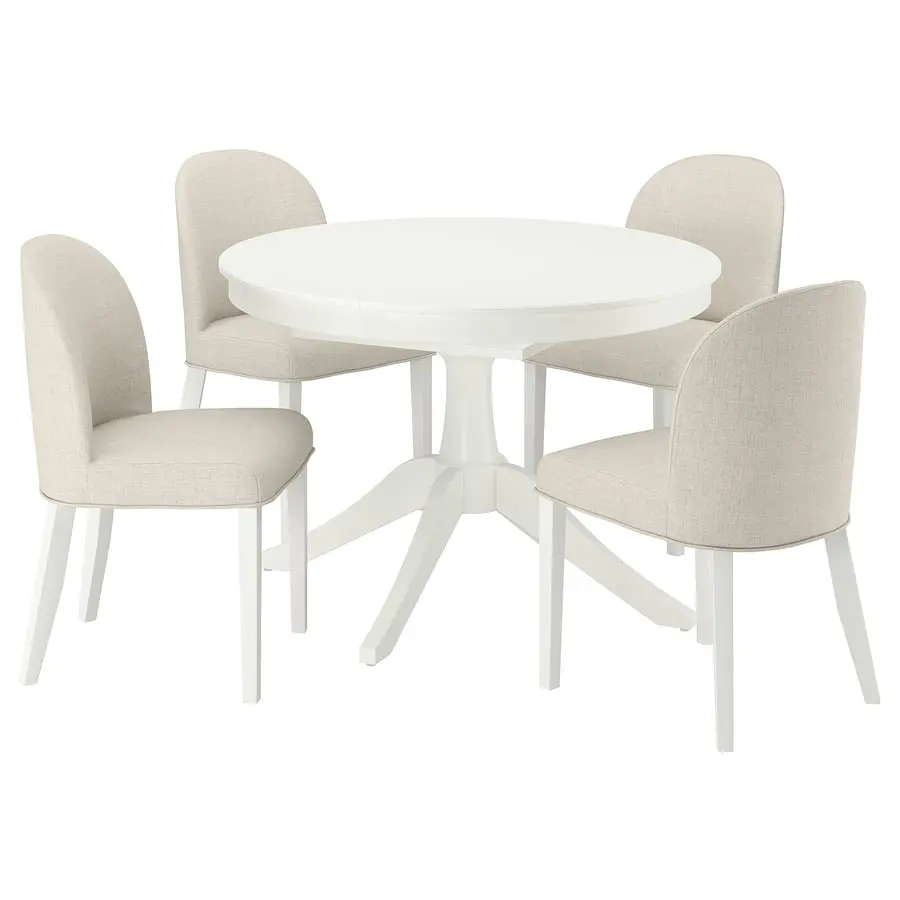 Комплект стол + 4 стула Ikea Rosentorp/Kilanda 110/155 (Белый/Светло-бежевый) - 2