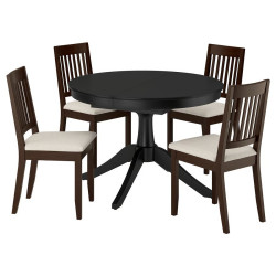 Set masa + 4 scaune Ikea Rosentorp/Nasinge/Kilanda 110/155 (Negru/Bej deschis) Thumb