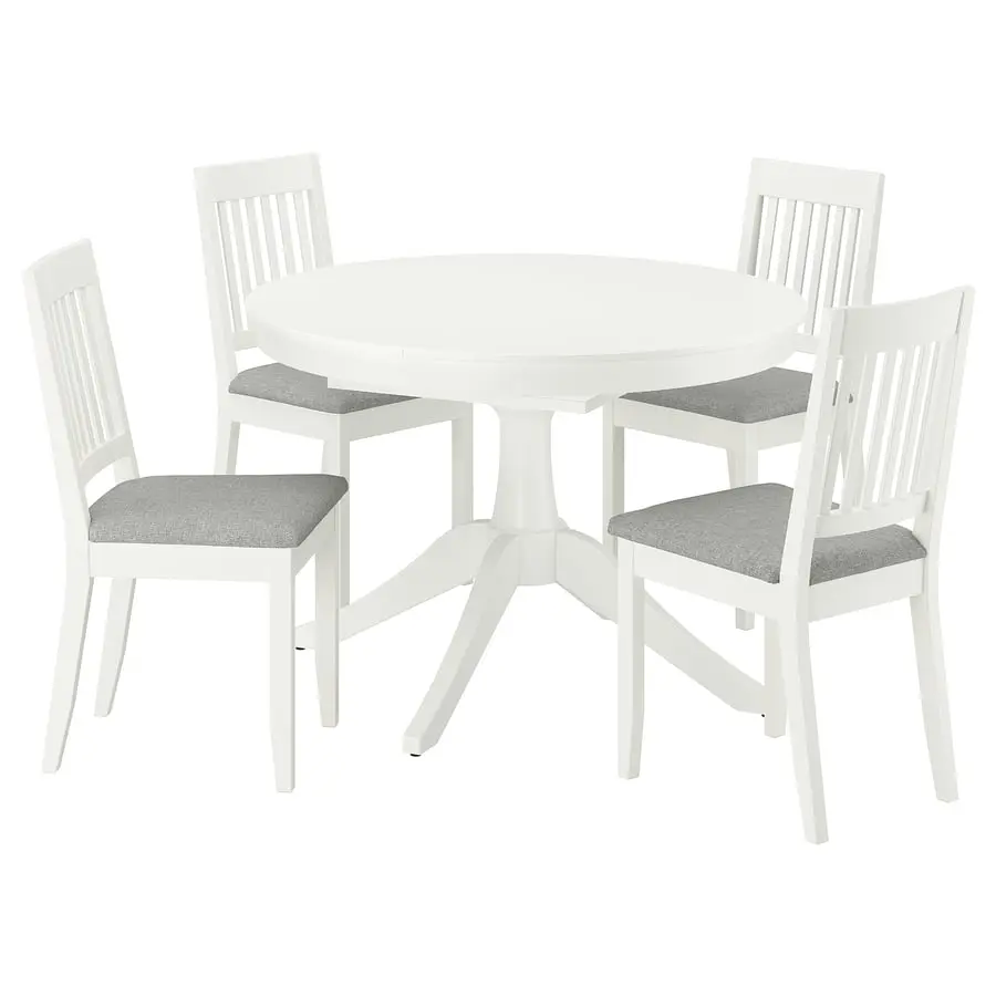 Set masa + 4 scaune Ikea Rosentorp/Nasinge/Tibbleby 110/155 (Alb/Bej-gri) - 2