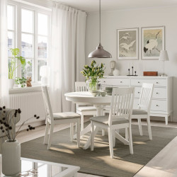 Set masa + 4 scaune Ikea Rosentorp/Nasinge/Tibbleby 110/155 (Alb/Bej-gri)
