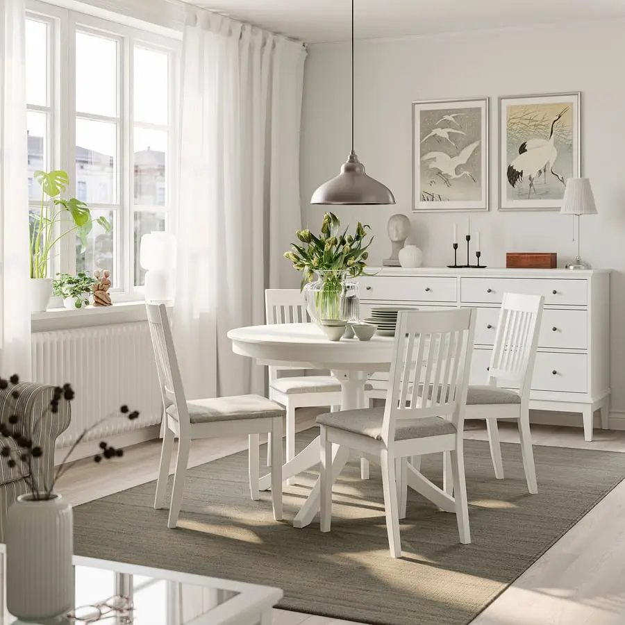 Set masa + 4 scaune Ikea Rosentorp/Nasinge/Tibbleby 110/155 (Alb/Bej-gri)