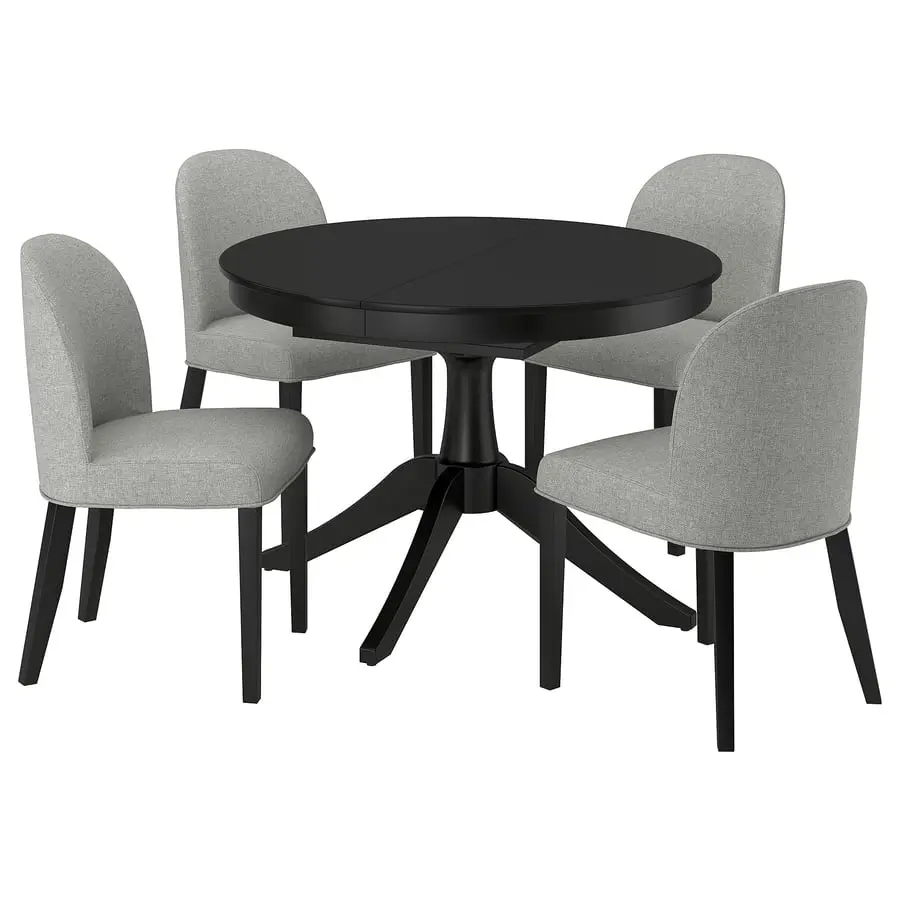 Set masa + 4 scaune Ikea Rosentorp/Tibbleby 110/155 (Negru/Bej-gri) - 2