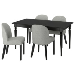 Set masa + 4 scaune Ikea Rosentorp/Tibbleby 155/215x87 (Negru/Bej-gri) Thumb