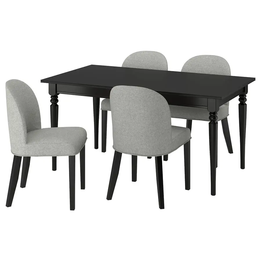 Set masa + 4 scaune Ikea Rosentorp/Tibbleby 155/215x87 (Negru/Bej-gri) - 2