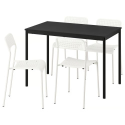 Set masa + 4 scaune Ikea Sandsberg 110x67 (Negru/Alb) Thumb