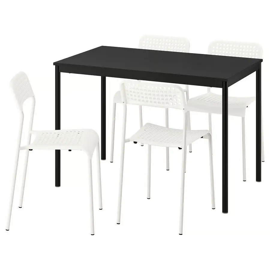 Set masa + 4 scaune Ikea Sandsberg 110x67 (Negru/Alb) - 2