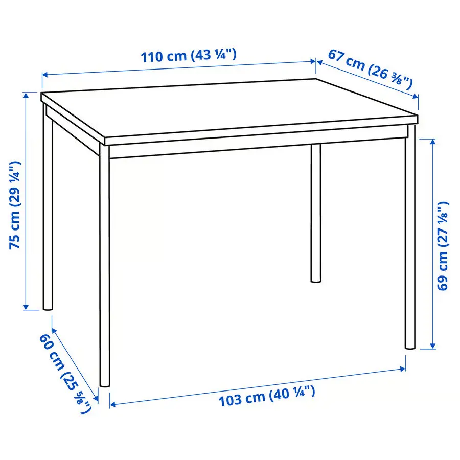 Set masa + 4 scaune Ikea Sandsberg 110x67 (Negru/Alb) - 7