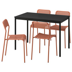 Set masa + 4 scaune Ikea Sandsberg 110x67 (Negru/Rosu-maro) Thumb