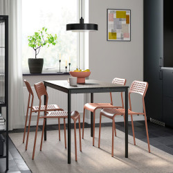 Set masa + 4 scaune Ikea Sandsberg 110x67 (Negru/Rosu-maro)
