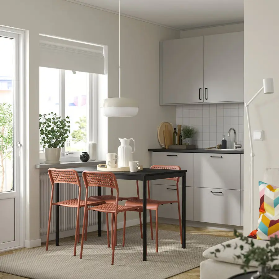 Set masa + 4 scaune Ikea Sandsberg 110x67 (Negru/Rosu-maro) - 6
