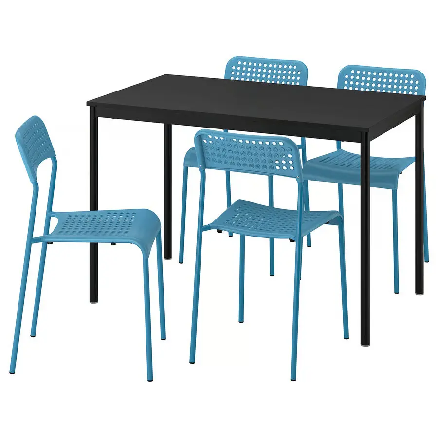 Set masa + 4 scaune Ikea Sandsberg 110x67 (Negru/Albastru) - 2