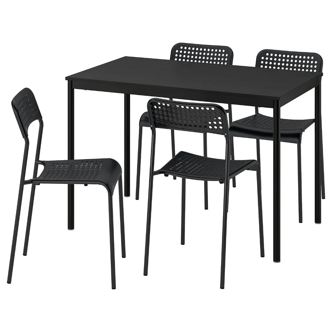 Комплект стол + 4 стула Ikea Sandsberg 110x67 (Черный)