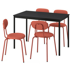 Set masa + 4 scaune Ikea Sandsberg/Remmarn 110x67 (Negru/Rosu) Thumb