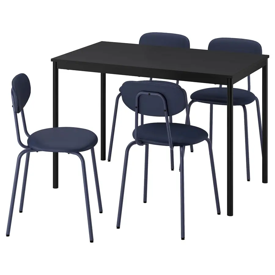 Set masa + 4 scaune Ikea Sandsberg/Remmarn 110x67 (Negru/Albastru inchis) - 2
