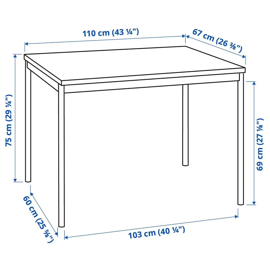 Set masa + 4 scaune Ikea Sandsberg/Remmarn 110x67 (Negru/Albastru inchis) - 7