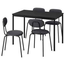 Комплект стол + 4 стула Ikea Sandsberg/Remmarn (Черный/Антрацит)