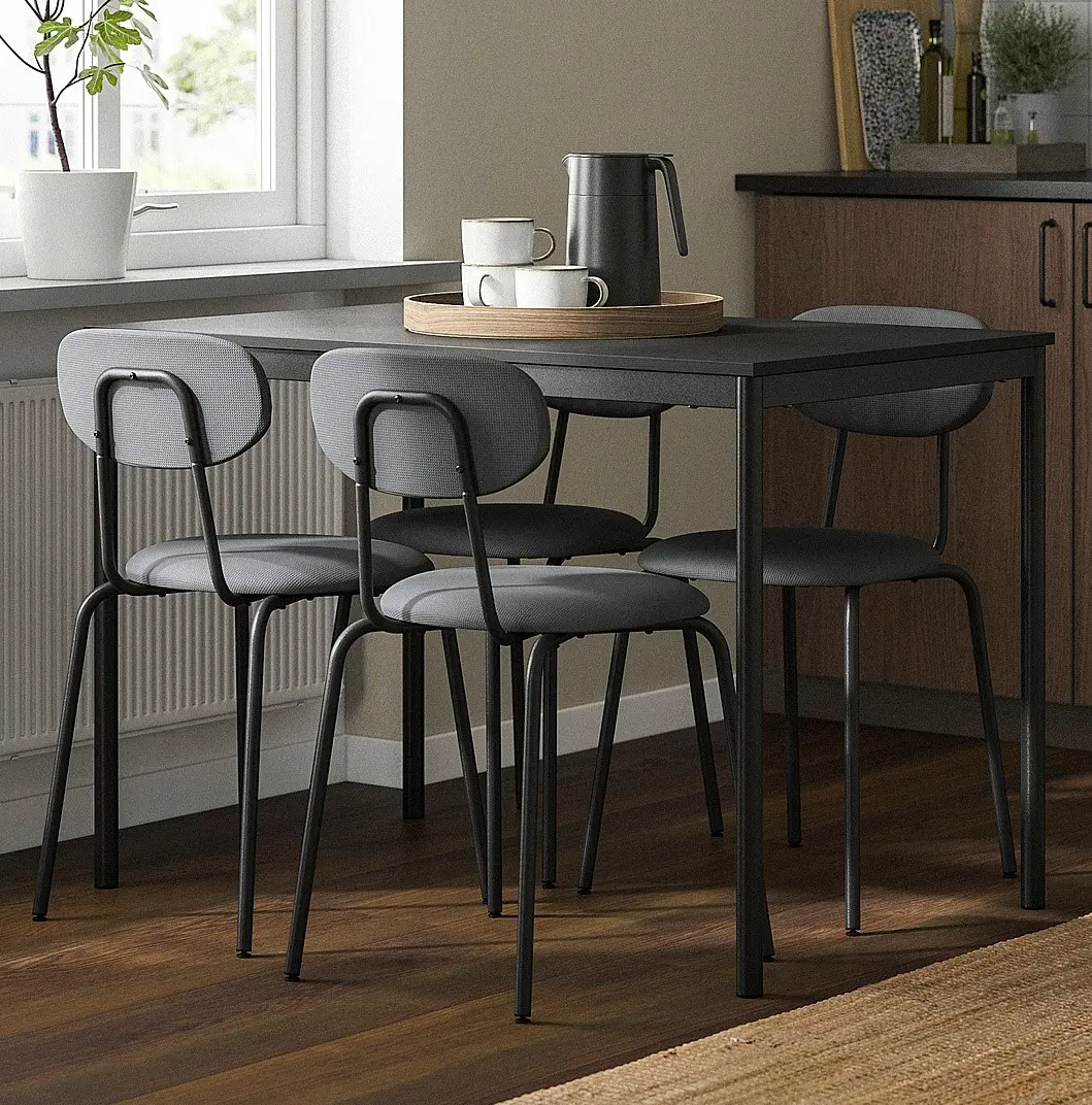 Комплект стол + 4 стула Ikea Sandsberg/Remmarn (Черный/Антрацит) - 6